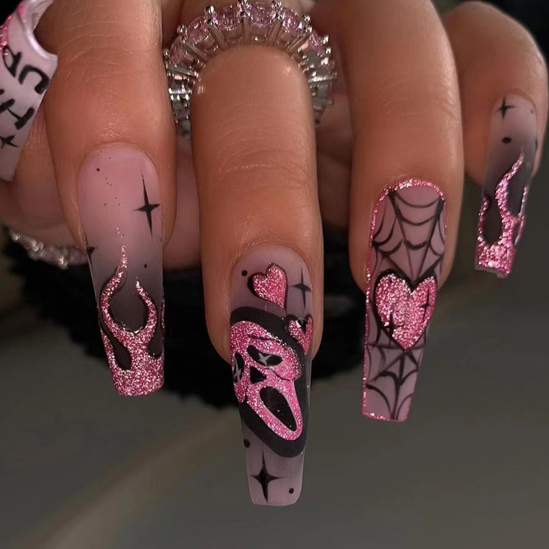 Nail Art Aesthetic - 24 Stück Glitzer Rosa Pailletten Künstliche