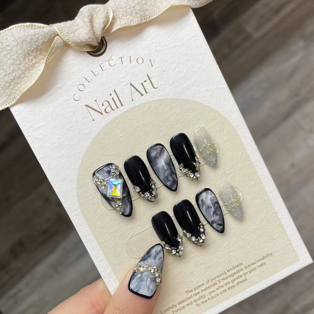 Nail Art Aesthetic - Handgemachte Presse auf Nägeln schwarz coole