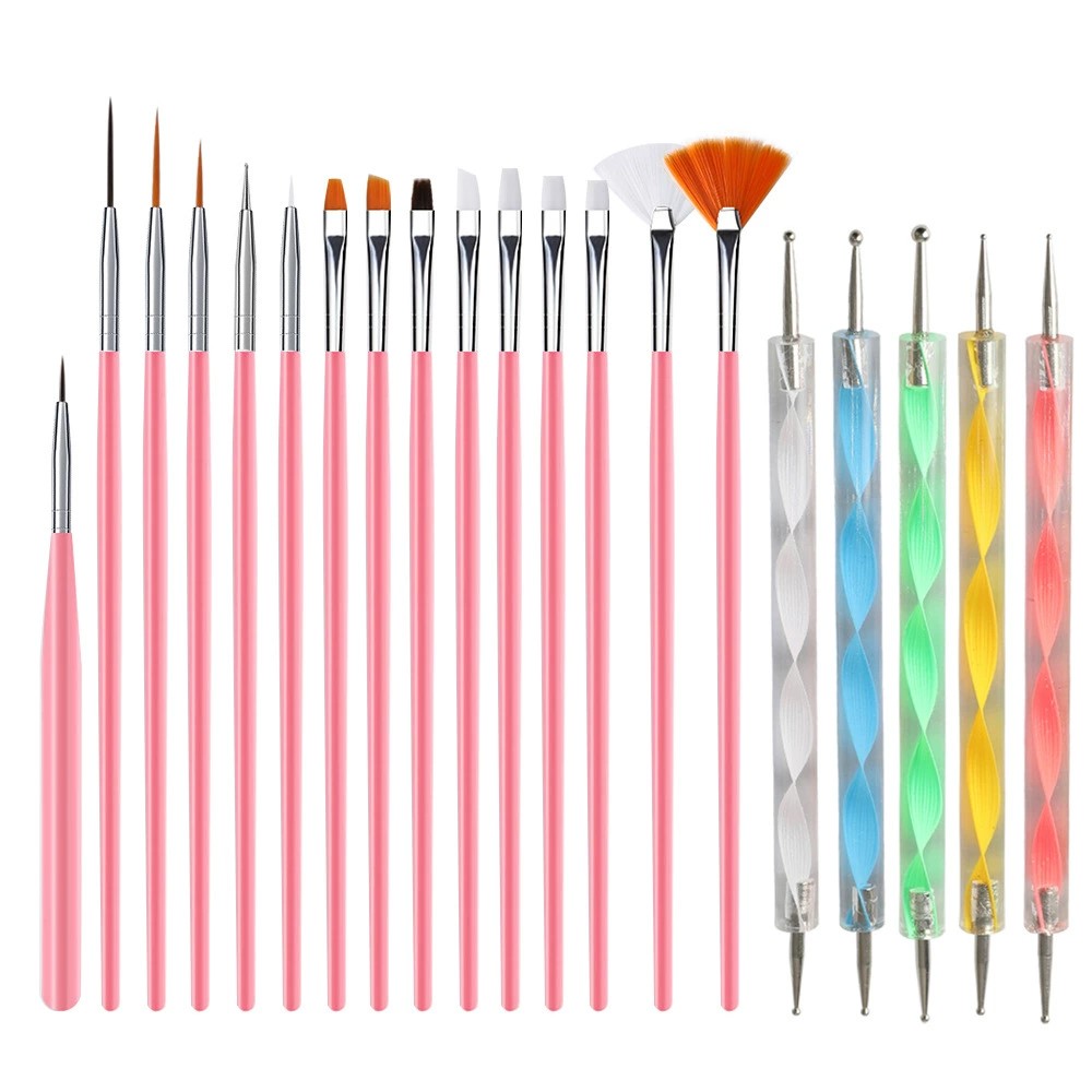 Nail Fan Brush - 15/20Pcs Nail art Pinsel Design Spitze