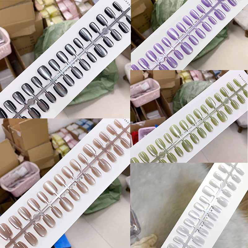 Nail Art Full Cat Eye - 30 Stück Katzenaugen-Press-On-Nägel in verschiedenen Größen,