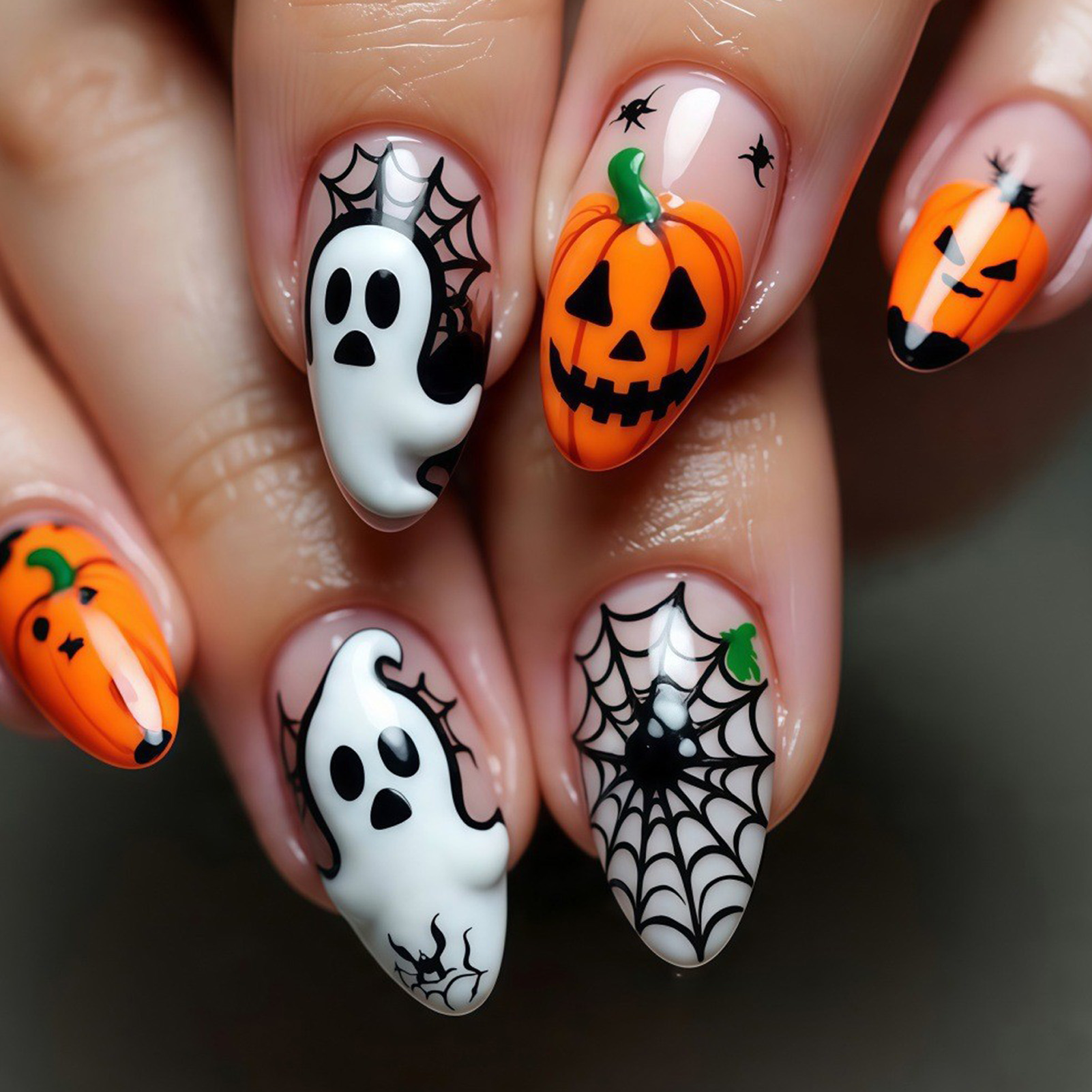 Nail Art Aesthetic - 24 Stück Halloween Press-On-Nägel mit Geister-,