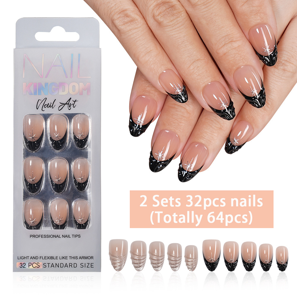 Nail Art Full Cat Eye - VITAGWX 64 Stück Mandel-Press-on-Nägel, 2 Sets