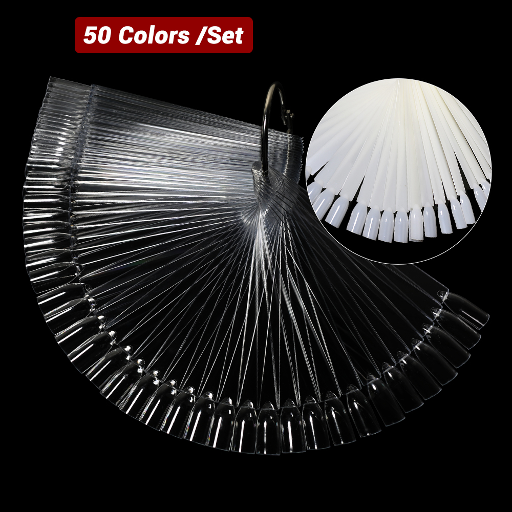 Nail Art Natural - 50 Stück künstliche Nagel-Display-Sticks, klare Natur-Farbkarte,