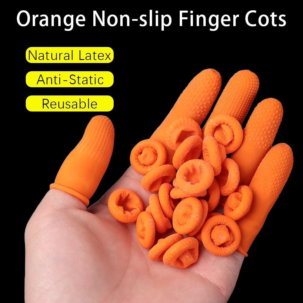 Nail Art Orange - 100 Stück wiederverwendbare Fingerspitzen-Schutzhandschuhe für Nageldesign,