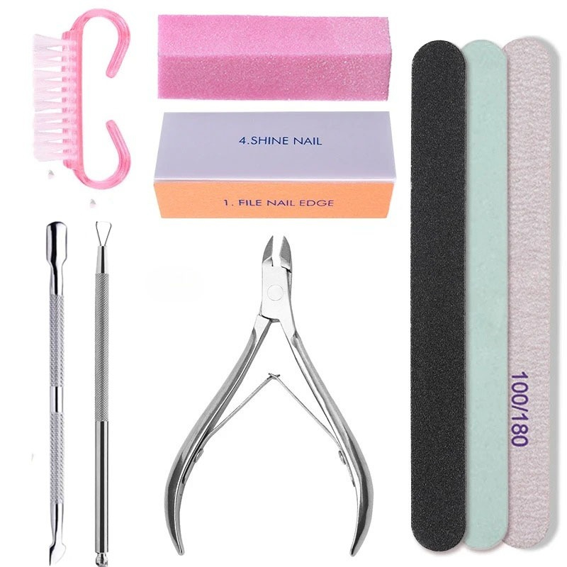 Nail Fan Brush - Nagel Set Kunst Sand Dateien Puffer