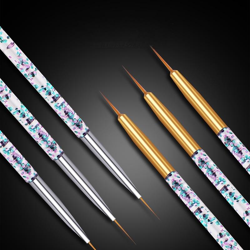 Nail Art Brush Set - 3-teiliges Set Transparente Flow-Sand-Nagelkunst-Pinsel, Feinlinien-Zeichenpinsel für