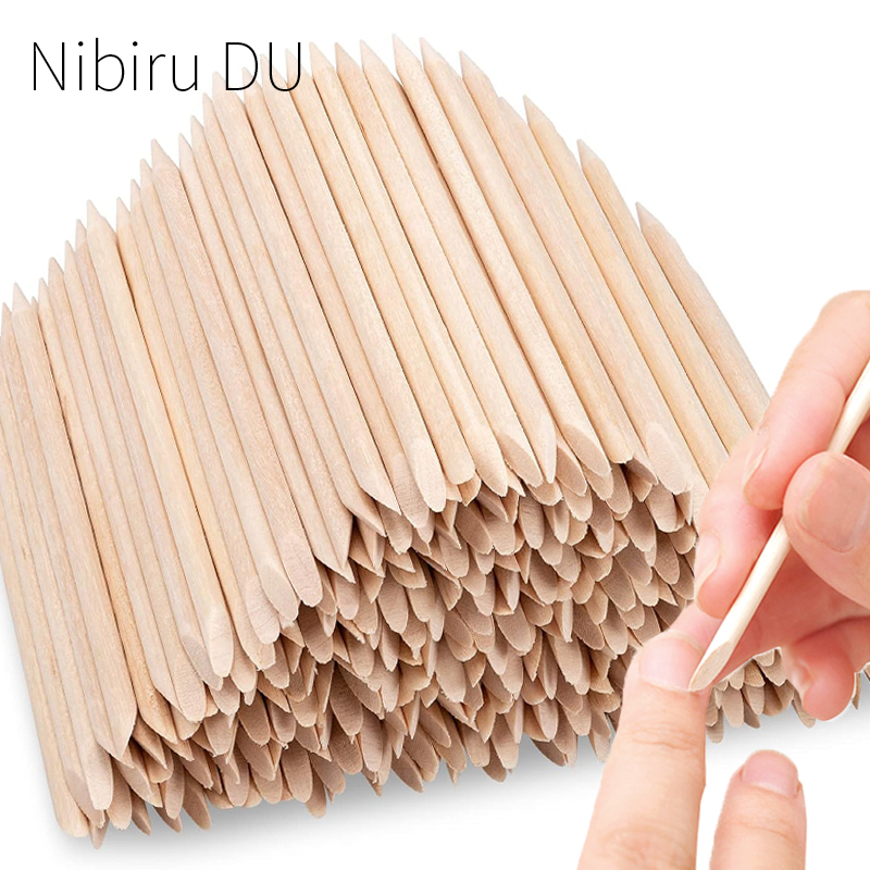 Nail Art Orange - 100/50Pcs Orange Holz Nagel Sticks Doppelseitige