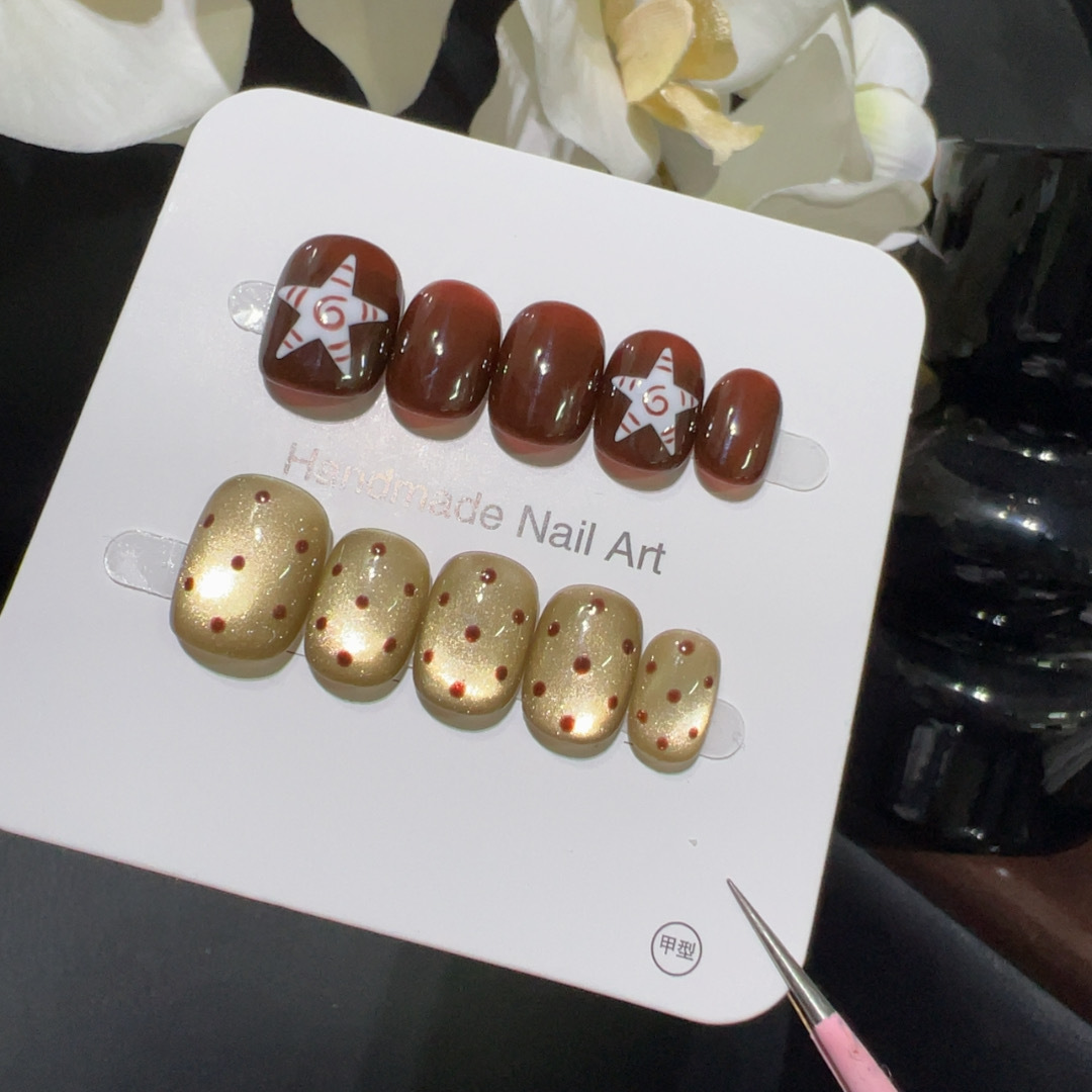 10 Stück handgemachte kurze Nä – Nail Art Full Cat Eye Bewertung und Preis
