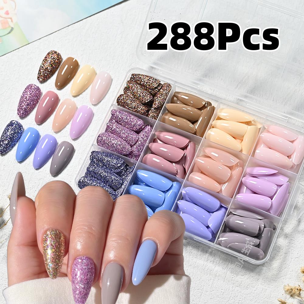 288 Stück glänzende Macaron-Nä – Nail Art Aesthetic Bewertung und Preis