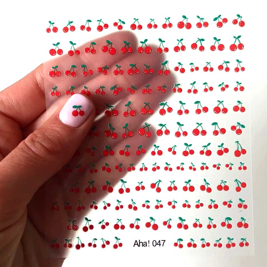 1 Blatt 3D Sweet Cherry Fruit  – Nail Art Maroon Bewertung und Preis