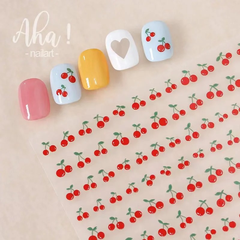 1 Blatt 3D Sweet Cherry Fruit  – Nail Art Maroon Bewertung und Preis
