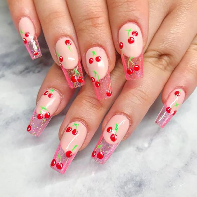 1 Blatt 3D Sweet Cherry Fruit  – Nail Art Maroon Bewertung und Preis