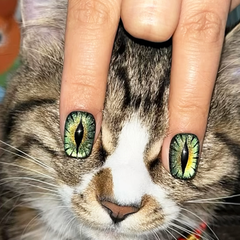 Kurze künstliche Nägel für Fra – Nail Art Full Cat Eye Bewertung und Preis